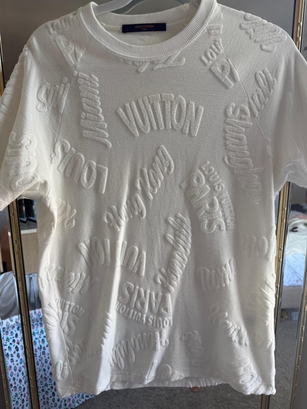 Louis Vuitton White Embossed Logo Short Sleeve